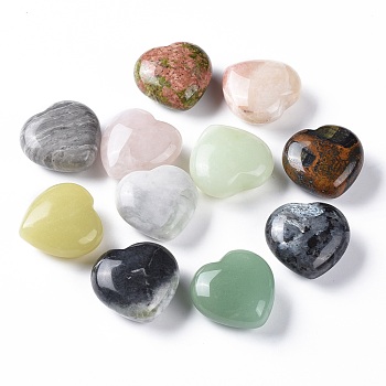 Natural GemStone, Heart Love Stone, Pocket Palm Stone for Reiki Balancing, 31x31x15mm