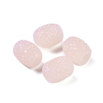 Opaque Resin European Jelly Colored Beads, Large Hole Barrel Beads, Bucket Shaped, Misty Rose, 15x12.5mm, Hole: 5mm