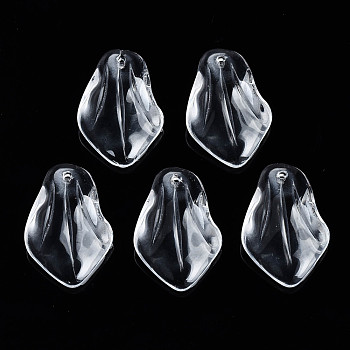 Transparent Glass Pendants, Petal, Clear, 24.5x16.5x5mm, Hole: 1.2mm