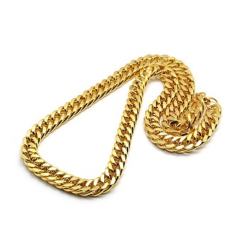 Fashionable 304 Stainless Steel Cuban Link Chain Necklaces, with Lobster Claw Clasps, Faceted, Golden, 23 inch~24 inch(58.4~61cm)x12mm