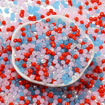 Glass Beads, Faceted, Rondelle, Orange Red, 4x3mm, Hole: 0.4mm, about 820pcs/60g