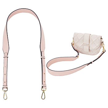Adjustable Cowhide Leather Bag Handles, with Zinc Alloy Swivel Clasps, for Bag Strap Replacement Accessories, Misty Rose, 103~113x1.75~3.7cm