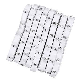 Clothing Size Labels, Garment Accessories, Size Tags, White, 12mm, 15m/Roll, about 500pcs/Roll, 8 sizes, 1size/roll, 8rolls/set