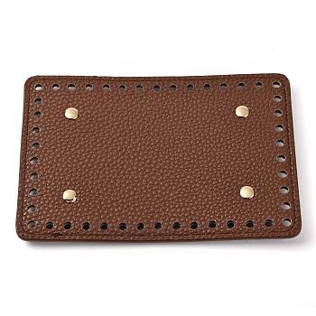 Imitation PU Leather Bottom, Rectangle with Round Corner & Alloy Brads, Litchi Grain, Bag Replacement Accessories, Light Brown, 11.1x16.1x0.4~1.1cm, Hole: 5mm