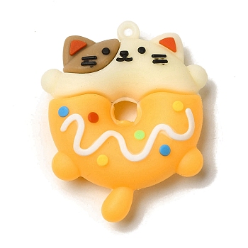 Donut PVC Plastic Cartoon Big Pendants, for DIY Keychain Making, Cat Shape, 50x40x13mm, Hole: 3.5mm