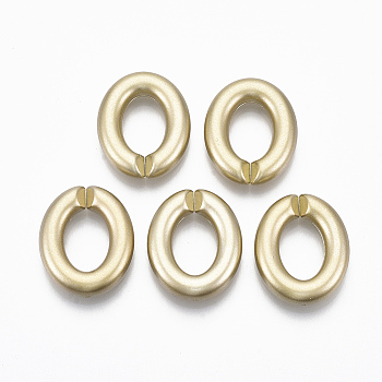Spray Painted CCB Plastic Linking Rings, Quick Link Connectors, For Jewelry Cable Chains Making, Oval, Gold, 28x23x6mm, Inner Diameter: 10.5x16mm