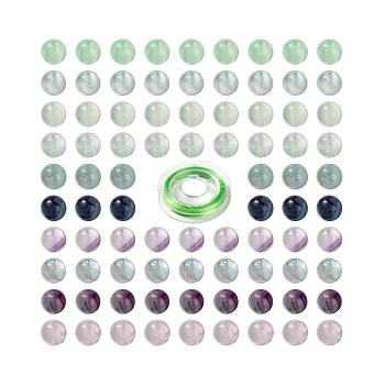 DIY Natural Fluorite Beads Jewelry Set Making, Bracelet & Necklace, with Strong Stretchy Beading Thread, 100Pcs/box