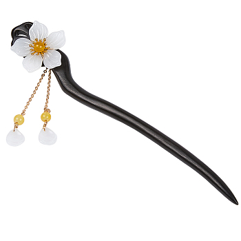 Wood Hair Sticks, Flower, Vintage Decorative for Hair DIY Accessory, Gold, 178x34x23mm
