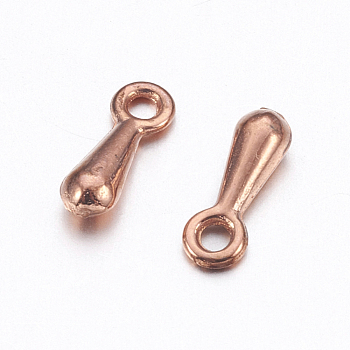Alloy Charms, Chain Extender Drop, Teardrop, Rose Gold, 7x2.5x2mm, Hole: 1mm