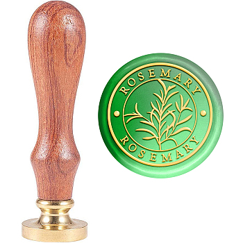 Brass Wax Seal Stamp with Handle, for DIY Scrapbooking, Plants Pattern, 89x30mm