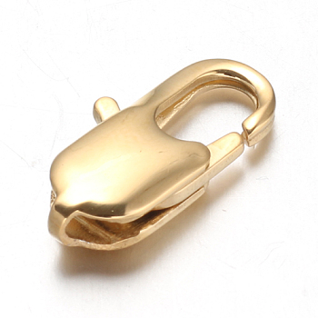 Ion Plating(IP) 304 Stainless Steel Lobster Claw Clasps, Golden, 18x9x4mm, Hole: 1x1.5mm