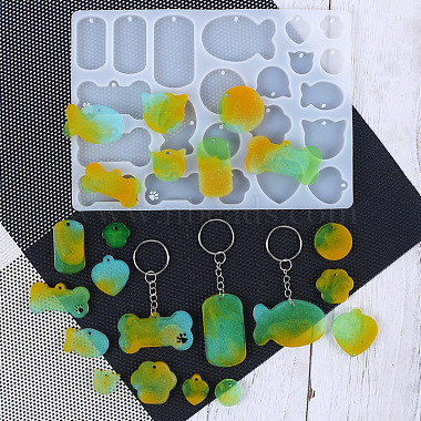 Bone & Fish & Heart DIY Silicone Pendant Molds(WG41789-01)-2