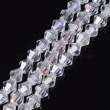 4mm Clear AB Bicone Glass Beads