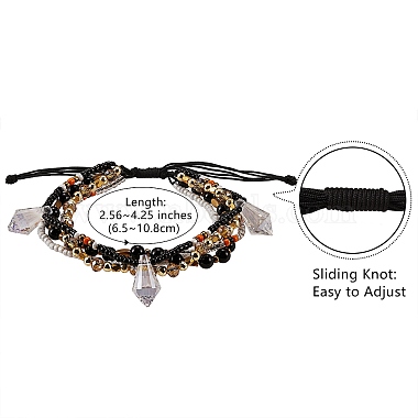 perles de graines de verre scintillantes 5 bracelet de cheville en couches(AJEW-SW00006-04)-7