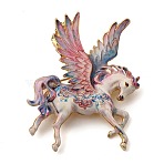 Pegasus Alloy Enamel Pins for Clothes for Women, Light Gold, Pink, 66.5x57mm(X-JEWB-F043-03)