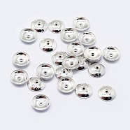 925 Sterling Silver Bead Caps, Apetalous, Carved with 925, Silver, 8x1.5mm, Hole: 0.8mm, about 57pcs/10g(STER-G022-06S-8mm)