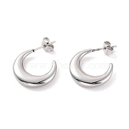 304 Stainless Steel Crescent Moon Stud Earrings for Women, Stainless Steel Color, 26x18x3.5mm, Pin: 0.8mm(EJEW-F280-05C-P)