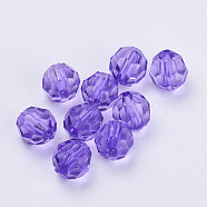 Transparent Acrylic Beads, Faceted, Round, Blue Violet, 14x13mm, Hole: 1.8mm(X-TACR-Q257-14mm-V50)