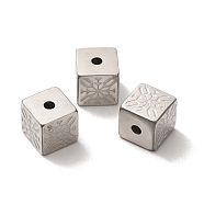304 Stainless Steel Beads, Cube, Stainless Steel Color, 8x8x8mm, Hole: 2mm(STAS-A080-28P)