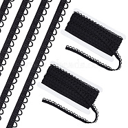 Nylon Elastic Cord with Button Loops, Buttonhole Elastic Sewing Bands, Flat, Black, 1/2 inch(13~14mm), about 10.94 Yards(10m)/Card(OCOR-WH0082-15B)