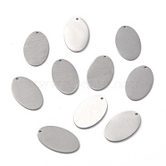 304 Stainless Steel Pendants, Double Side Drawbench, Stamping Blank Tag, Oval, Stainless Steel Color, 22x13.5x1mm, Hole: 1.2mm(STAS-F271-07D-P)