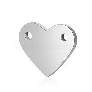 201 Stainless Steel Stamping Blank Tag Pendants, Manual Polishing, Heart, Stainless Steel Color, 10.5x12x1mm, Hole: 1.2mm(STAS-S105-T616-1)