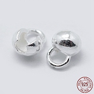 925 Sterling Silver Bead Tips Knot Covers, Silver, 6.5x5x3.5mm, Hole: 2mm(STER-K171-48S)