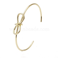 Bowknot Brass Cuff Bangles, Long-Lasting Plated, Lead Free & Cadmium Free, Real 18K Gold Plated, Inner Diameter: 2-1/2 inch(6.35cm), Infinity: 12x29.5mm(BJEW-D039-37D-G)