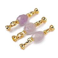 Rack Plating Brass and Amethyst Flod Over Clasps, Oval, Real 18K Gold Plated, 48~50mm(KK-B103-05G-01)