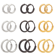18PCS 3 Size 3 Colors Brass Huggie Hoop Earrings for Women, Mixed Color, 9~13.5x1.5mm, Pin: 0.8mm, 2pcs/color(EJEW-AN0003-25)