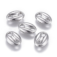 Brass Buttons, 2-Hole, Long-Lasting Plated, Oval, Platinum, 11x8x3mm, Hole: 2mm(KK-M205-01P)