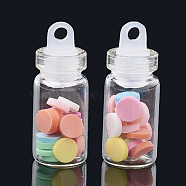 Handmade Polymer Clay Nail Art Decoration Accessories, with Glass Wishing Bottle and CCB Plastic Bottle Stopper, Mixed Color, 5x0.1~2mm, bottle: 27.5x11mm, Hole: 3mm(MRMJ-N032-51)