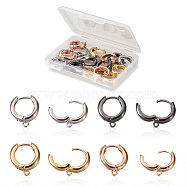 8Pairs 4 Colors Ring Brass Hoop Earrings, Huggie Hoop Earring Finding, Long-Lasting Plated, with Loop, Real 18K Gold Plated, 16x15x4mm, Hole: 1.2mm, Pin: 1mm, 2pairs/color(EJEW-FW0001-01)