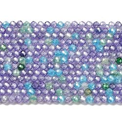 Cubic Zirconia Bead Strands, Faceted Rondelle, Mixed Color, 3mm, Hole: 0.6mm, about 131pcs/strand, 15.16 inch(38.5cm)(ZIRC-C006-01B-02)