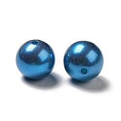 ABS Plastic Imitation Pearl Beads, Round, Steel Blue, 15~16x15mm, Hole: 2mm(SACR-A001-02F)