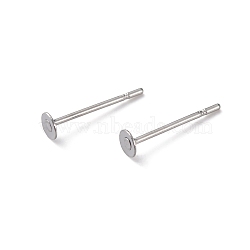 316 Surgical Stainless Steel Flat Round Blank Peg Stud Earring Settings, Stainless Steel Color, Tray: 3mm, 12x3mm, Pin: 0.8mm(STAS-R073-04)