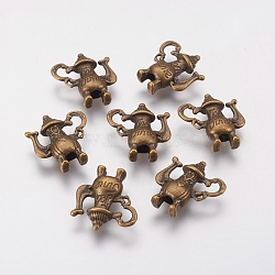 Metal Alloy Pendants, Lead Free & Cadmium Free & Nickel Free, Teapot, Antique Bronze, 20x15x4mm, hole: 4mm(PALLOY-A10581-AB-NF-1)