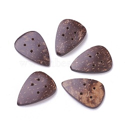 4-Hole Coconut Buttons, Triangle, Coconut Brown, 33~34x22.5~23x3~4mm, Hole: 1.4mm(BUTT-L019-03)