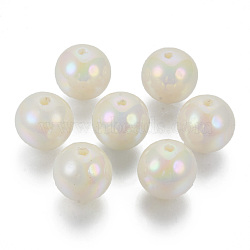 Acrylic Imitation Pearl Beads, AB Color Plated, Round, Creamy White, 12x11mm, Hole: 2mm(OACR-N010-024C-01)