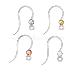 48Pcs 4 Color Eco-Friendly Plastic Earring Hooks, with Horizontal Loop, with 304 Stainless Steel Beads, Round, Mixed Color, 15.5x8x0.7mm, Hole: 1.2mm, 24 Gauge, Pin: 0.5mm, 12pcs/color(STAS-LS0001-01)