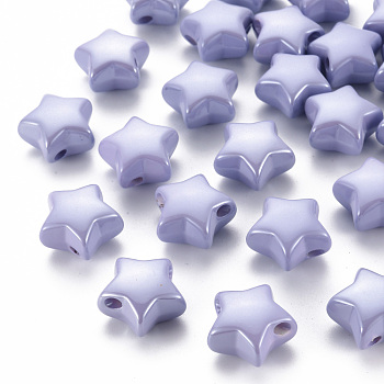 Opaque Acrylic Beads, Pearlized, Star, Medium Purple, 20.5x21x12.5mm, Hole: 3.5mm