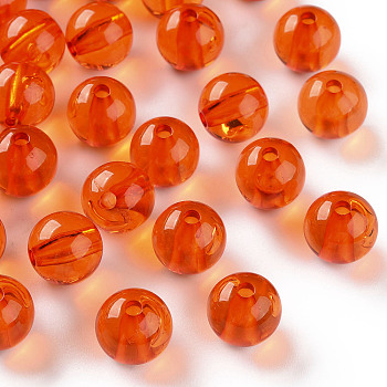 Transparent Acrylic Beads, Round, Dark Orange, 12x11mm, Hole: 2.5mm, about 566pcs/500g