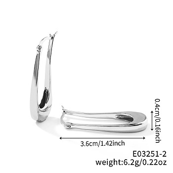 Shiny Geometric Fashion Brass Hoop Earrings, Simple And Stylish, European And American, Silver, 36x4mm