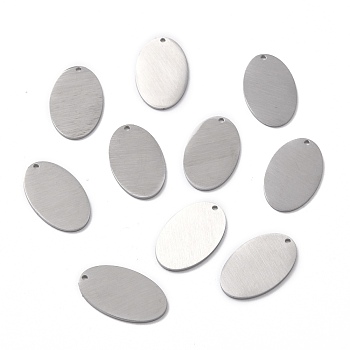 304 Stainless Steel Pendants, Double Side Drawbench, Stamping Blank Tag, Oval, Stainless Steel Color, 22x13.5x1mm, Hole: 1.2mm
