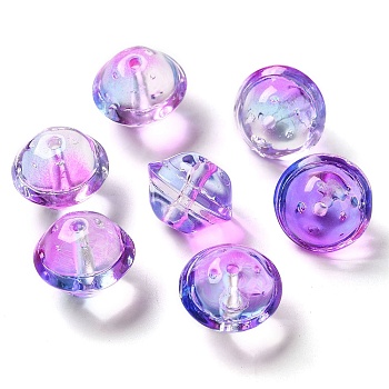 Transparent Glass Beads, Round, Medium Orchid, 15.5x12mm, Hole: 1.8mm