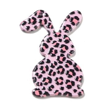 Opaque Acrylic Sided Pendants, Rabbit, Pearl Pink, 44x30x2.6mm, Hole: 2.2mm