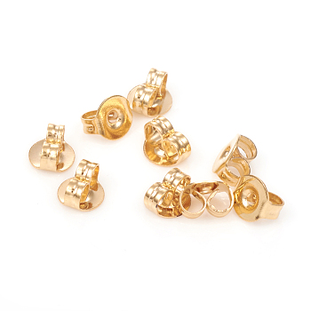 304 Stainless Steel Ear Nuts, Butterfly Earring Backs for Post Earrings, Flat Round, Golden, 5x4.5x3mm, Hole: 1mm