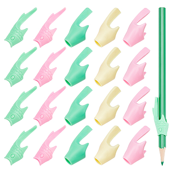 Gorgecraft 60Pcs 6 Colors Fish Shape Polyethylene Pencil Grips for Kids, Grip Posture Correction Tool, Mixed Color, 10pcs/color