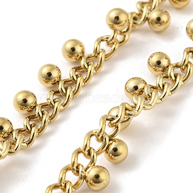 304 Stainless Steel Round Ball Charms Link Chain Necklaces(NJEW-G119-01G)-2