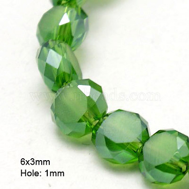 Lime Green Flat Round Glass Beads